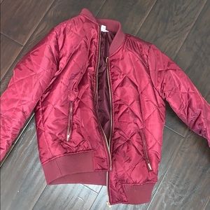 Burgundy Bomber Jacket W/ Gold Details